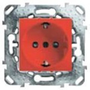 Розетка Unica с заземлением со шторками (винтовой зажим) Красный