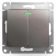 Двухклавишный выключатель с подсветкой 10AX механизм SE Glossa, платина