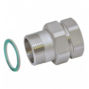 Соединение быстроразъемое (американка) латунное STOUT - 1/2" (ВР/НР,никель,уплотнение по плоскости)