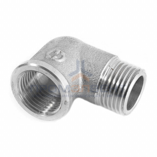 Отвод 90° латунный резьбовой равнопроходный STOUT (НР/ВР) - 1" (никелированный)