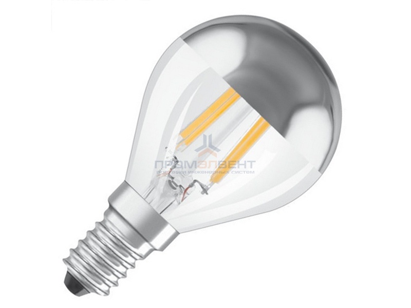 Лампа с зеркальным покрытием Osram LED PCL P34 MIRROR 4W/827 230V E14 (SILVER) филаментный шарик