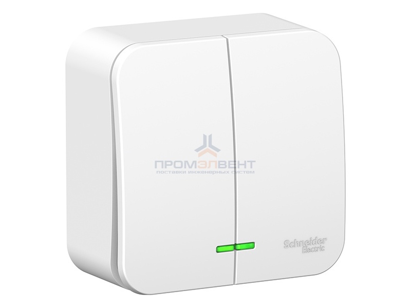 Выключатель 2-клавишный с подсветкой (cх.5) Blanca Schneider Electric 6А 250В белый