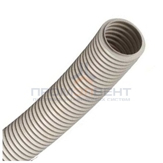 Труба ПВХ гибкая гофр. д.25мм, сверхтяжёлая с протяжкой, цвет серый [бухта 50м]