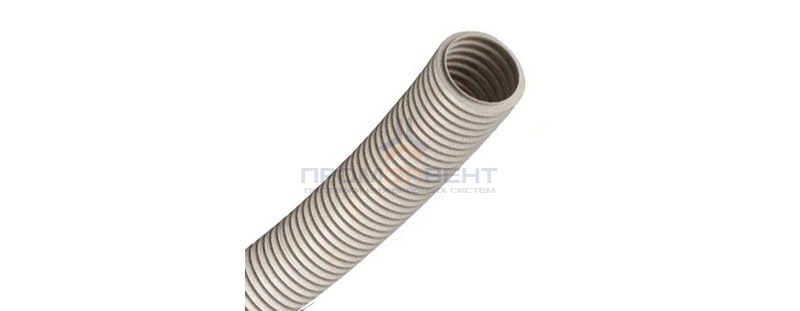Труба ПВХ гибкая гофр. д.50мм, тяжёлая без протяжки, цвет серый [бухта 15м]