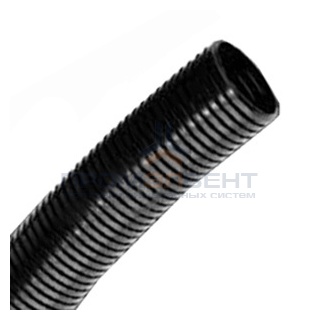 Труба PA6V0, гибкая гофр. д.50мм, без протяжки, цвет тёмно-серый [бухта 15м]