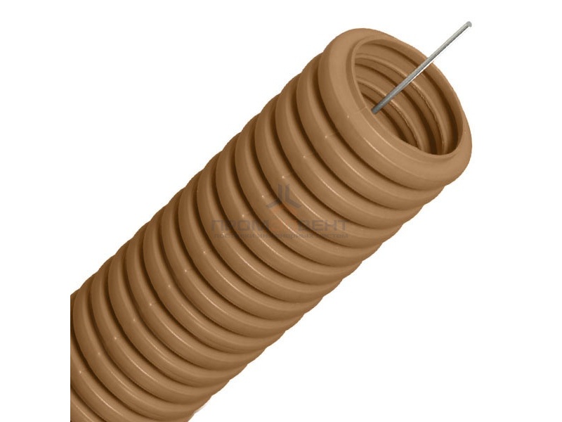 Труба гофрированная ПВХ д20 под дерево (бук) с протяжкой (бухта 100м)